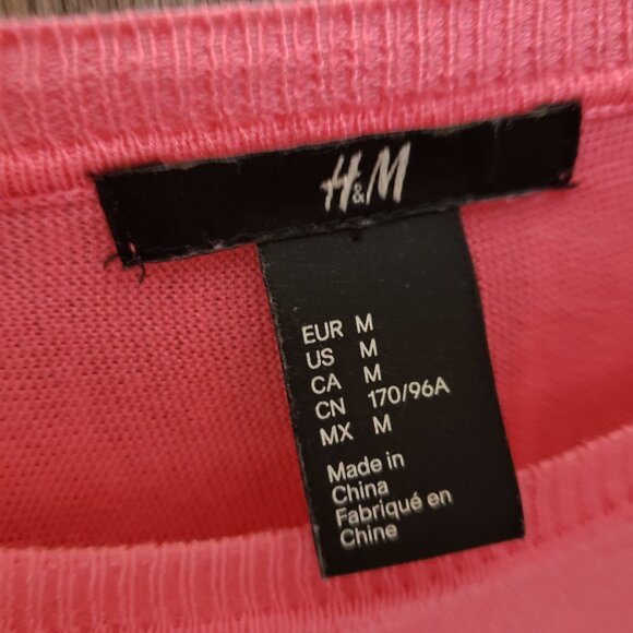 H&M Women's M Pink Tunic Sweater Lightweight Top Long Sleeve - Picture 4 of 6